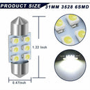 10Pcs 30MM 31MM Festoon LED White Dome Map License Interior Light Bulb 3022 12V