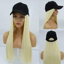 Baseball Cap Hat with Hair Long Natural Hair Wigs Ladies Fashion Straight W V7S4