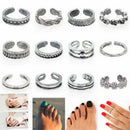 12PCS/Set Celebrity Jewelry Retro Adjustable Cuff Toe Finger Foot Midi Ring