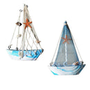 2pcs Handcrafted Wood Nautical Fish Net Sailing Ornament Home Desktop Decor