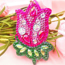 4pcs DIY Flowers Full Drill Special Shaped Diamond Painting Keychains Gifts