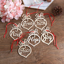 6Pcs Wooden Ornament Hollow Letter Tree Hanging Christmas Pendant Decorations OZ