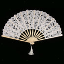 2 Pieces Rustic Flower Han Fans Bride Photography Hand Held Props White