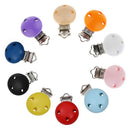 30pcs Round Holes Wooden Dummy Pacifier Clip for Infant Baby Natural Color