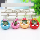 Cartoon Basket Cat  Keychain Pendant Keyring Gift  Bag Purse Key Chain JewelryM&