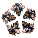 5Pcs Bees Sequins Rhinestones Bead Brooch Patch Fabric Diy Fashion Clothing