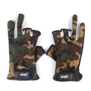 1 Pair Camouflage Camo Anti Slip 3 Cut Finger Ice Fly Fishing Tackle Gloves