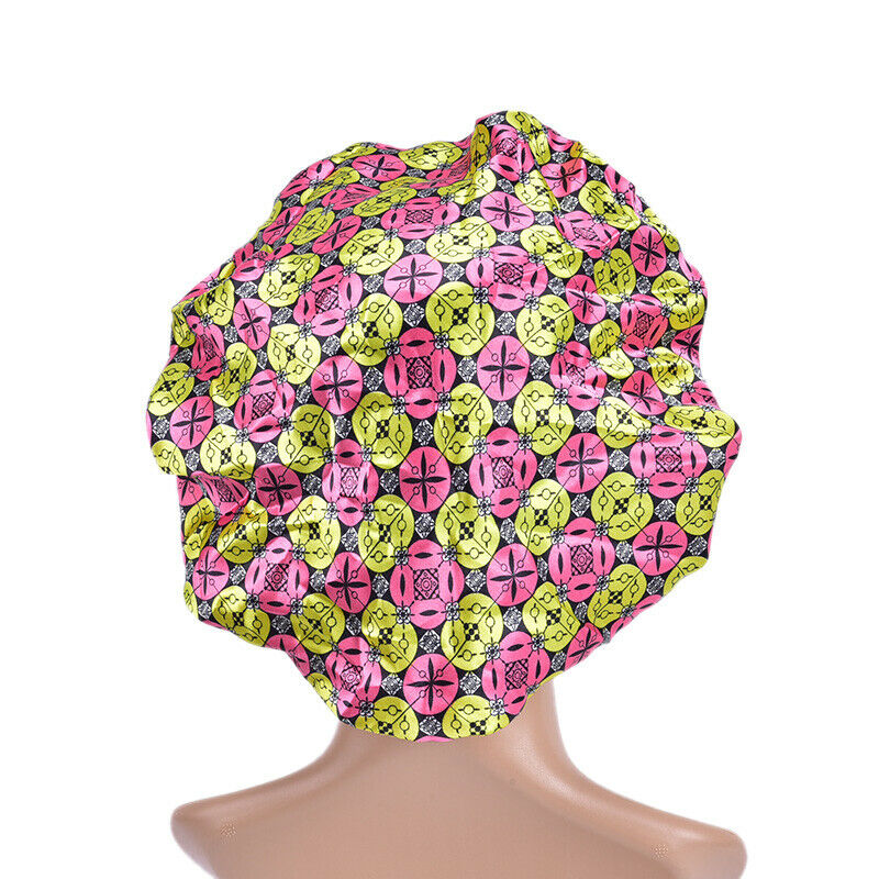 Night Sleep Cap Satin Hair Bonnet Hat Head Cover Wide Elastic Band Hair Loss Ca-