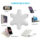 3.5mm Jack 6 Way Multi Port Hub Aux Headphone Audio Cable Adapter (White)