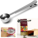 Stainless Steel Ground Coffee Measuring Spoon Scoop With Bag Sealing Clip