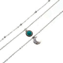 Fashion Multi-Layer Choker Turquoise Moon Pendant Chain Necklace Boho Jewelry