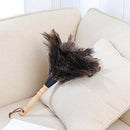 Anti-Static Ostrich Feather Fur Brush Duster Dust Cleaning Tool Wooden Hand E6N4