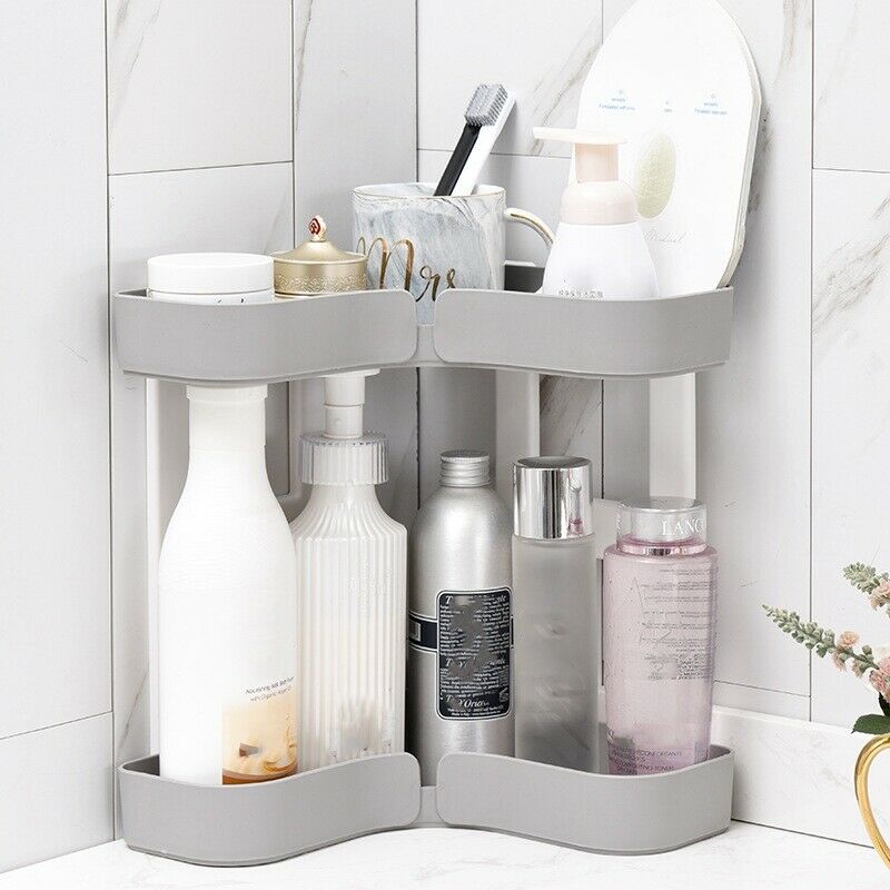 Double Layers Corner Storage Rack Bathroom L Shape Cosmetic Storage Shelf K