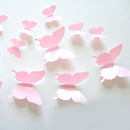 12Pcs Stereoscopic Butterfly Wall Stickers Living Kids Bed Room Decor Pink A