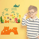 Marine Cartoon Wall Stickers Fish Coral Shark Dolphin Kindergarten Nursery Decor