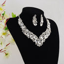 Luxury Rhinestone Crystal Earrings and Necklace Costume Bridal Jewelry Sets