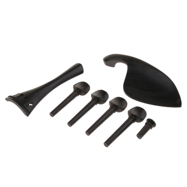 1 Set Wooden Violins DIY Chin Rest Tailpiece Endpin Tuning Keys Black
