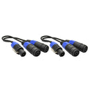 2pcs PA Splitter Male to Dual Female Speakers Cable Cord Amplifier Black