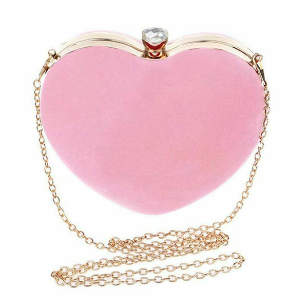 Women Girls Heart Shape Handbag Evening Party Tote Purse(Pink) F8X5