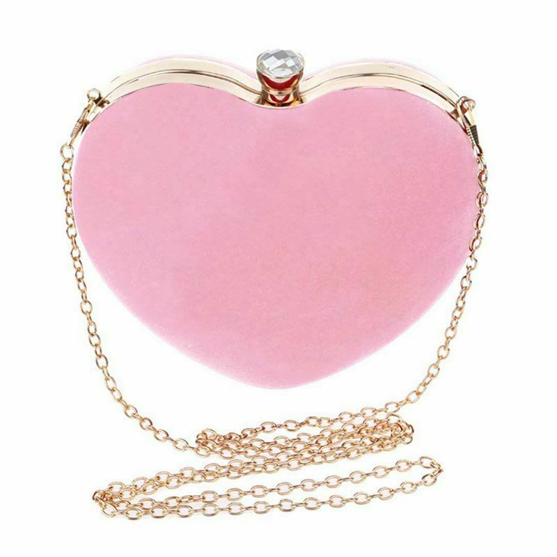 Women Girls Heart Shape Handbag Evening Party Tote Purse(Pink) F8X5