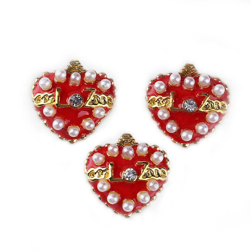 5pcs Romantic Rhinestones Love Heart Nail Art Charms DIY Valentine Manicure