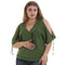 Off Shoulder Short Sleeve T Shirts Women Chiffon Tops (Army Green)(5XL)