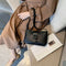 Women PU Leather Totes Handbags Solid Travel Shopping Shoulder Bags (Black) A