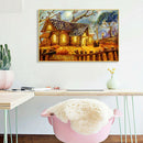 Rural Wood House Painting Kit Full Round Drill Rhinestone DIY Drawing Decor
