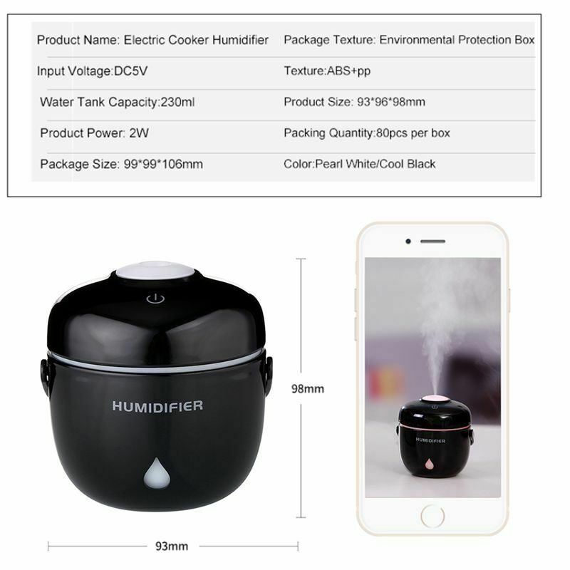230ml Rice Cooker LED Glowing Air Aroma Humidifier ESSential Oil Diffuser A Y1G8