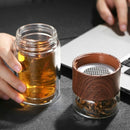 Lvzhu 200Ml Glass Water Bottle with Tea Infuser Glass Cups Travel Mug for T