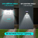 66LED Solar Motion Sensor Wall Light 3 Modes Waterproof Yard Security Lamp A