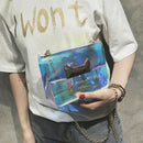 Lovely Cat Pattern Pvc Women For Metal Chain Shoulder Bag Transparent Bag L1Z7