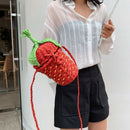 Cute Strawberry Shape Hand-Knitted Shoulder Bag Messenger Bag Fruit Bag Pas