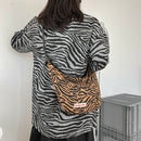 Retro Zebra Pattern Shoulder Dumpling Tote Women Big Capacity Messenger Bag