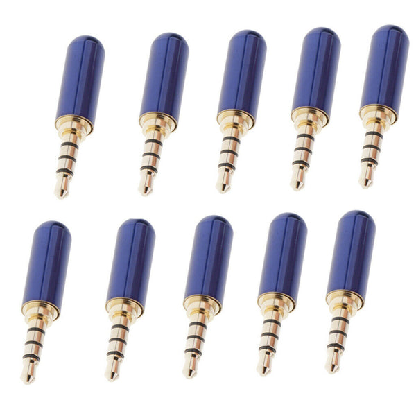 Blue 3.5mm Male Repair headphone Stereo Jack Plug Metal Audio Soldering & Spring