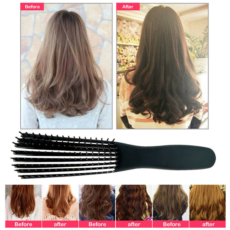 Eight-Claw Comb ABS Hair Curly Fluffy Massage Octopus Ribs Comb (Black) A