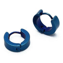 1 Pair Cool Men's Stainless Steel Hoop Earring Sapphire Blue N1V2