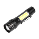 Zoom T6+COB LED Flashlight USB Rechargeable 4 Modes IP44 Waterproof Torch