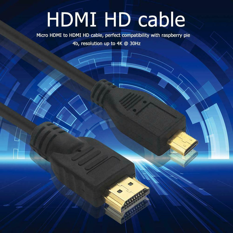 1.5m Micro HDMI to HDMI Cable 4K HD Video Adapter Cord for Raspberry Pi 4B