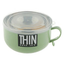 900ML Stainless Steel Noodles Bowl Soup Fruit Salad Bowl with Spoon Green