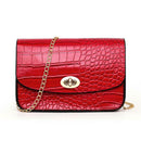 Crocodile Leather Messenger Bag Women Retro Purse Shoulder Handbag (Red)