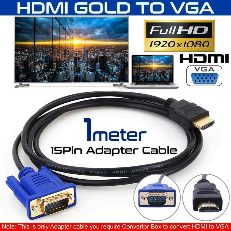 1.8M HDMI Male to VGA Video Converter Adapter-Cable Cord for PC HDTV 1080P DVD
