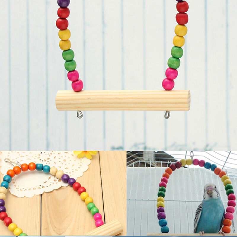 1x Great Wooden Bird Parrot Swing Toys Parakeet Cockatiel Lovebird Budgie Cag 3C