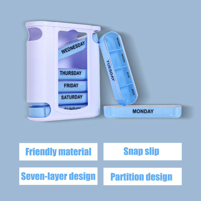 7 Days Pill Case Travel Pillbox Medicine Container Tablet Sorter Organizer