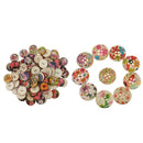 10pcs Flower Floral Printed 4-holes Wooden Buttons for Sewing Craft DIY 50mm