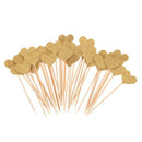 40 Pieces / Set Of Golden Bling Heart Shape Insert Card With Toothpick For