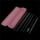 4PCs Reusable Clear Glass Water Drinking Straws with Brush Bar Accessories JR