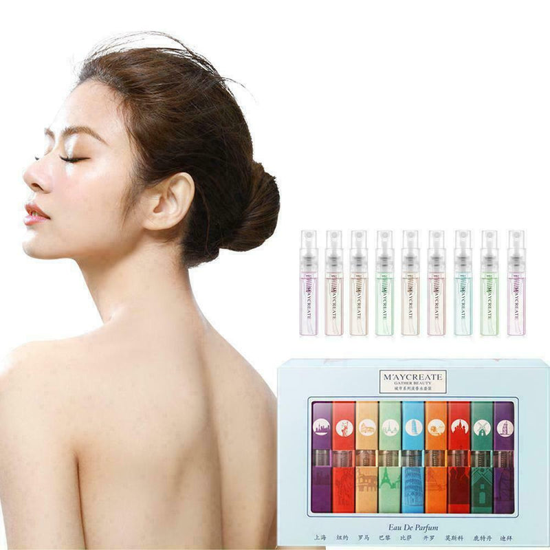 9Pcs Women Mini Perfume Gifts Set City Fragrances Kit Spray Water Aromatic J0Z9