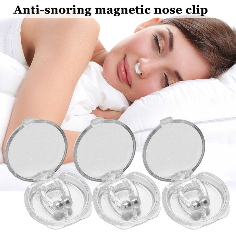 Silicone Magnetic Anti Snore Stop Snoring Nose Clip Sleep Aid w/Case (3pcs)