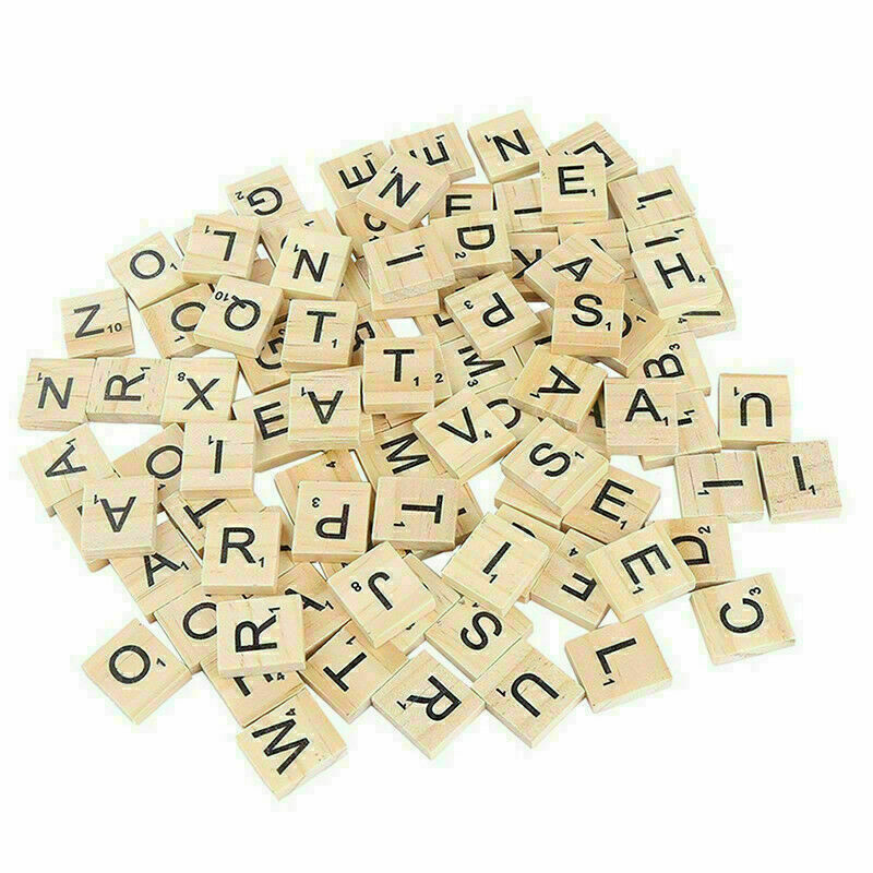 100pcs DIY English Words Wood puzzle Tiles Letter  NumberAlphabet Scrabbles W3R3